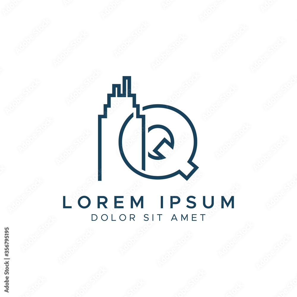 Letter Q line building logo vector design template Letter Q line building logo vector design template