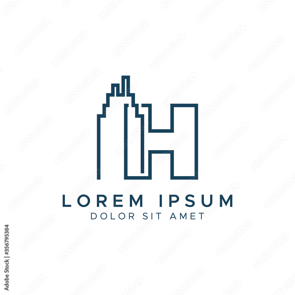 Letter H line building logo vector design template Letter H line building logo vector design template