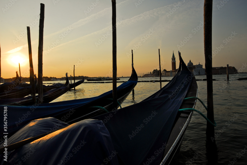 Gondolas in the morning, Venice