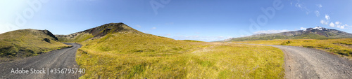 Amazing crater of Iceland, panoramic view in summer season