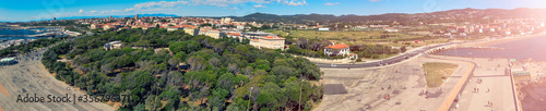 Amazing aerial view of Livorno and Lungomare, famous town of Tuscany