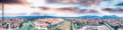 Amazing aerial view of Lucca, famous town of Tuscany