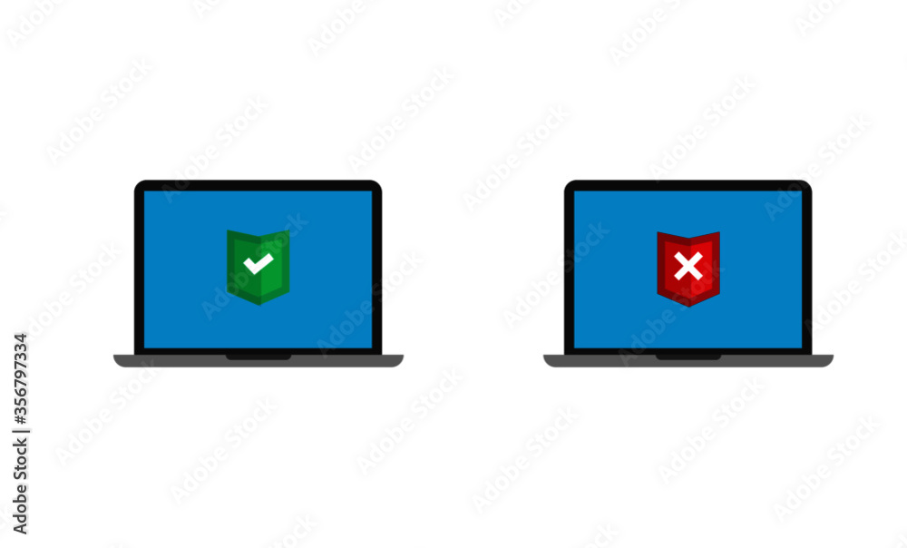 laptop security vector icon - notebook pc security lock icon for web, app, software - virus protection, hacking, anti malware, privacy, security concept