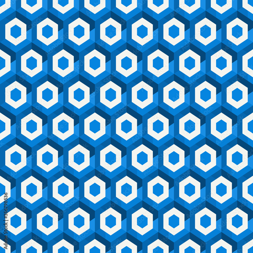 Contemporary honeycomb geometric pattern. Repeated hexagons ornament. Modern mosaic background. Seamless surface abstract design. Geo wallpaper. Digital paper, textile print. Vector art