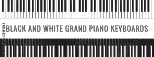 Grand Piano Keyboards with Classic and Inverted Keys Color Full Sets Patterns - Black and White Elements and Text on White Background - Realistic Flat Contrast Graphic