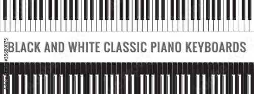 Piano Keyboards with Classic and Inverted Keys Color Full Sets Patterns - Black and White Elements and Text on White Background - Realistic Flat Contrast Graphic
