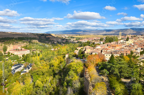 Beautiful autumn day in Segovia city from Alcazar of Segovia - Spain