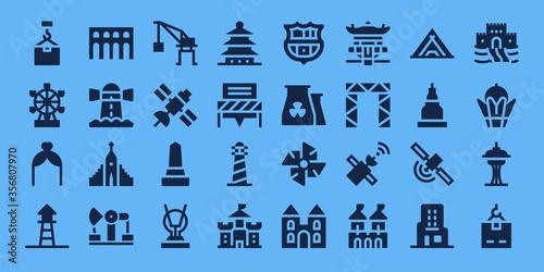 Modern Simple Set of tower Vector filled Icons