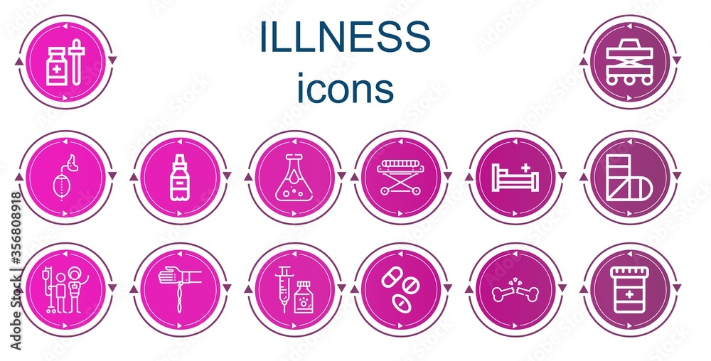 Editable 14 illness icons for web and mobile Editable 14 illness icons for web and mobile