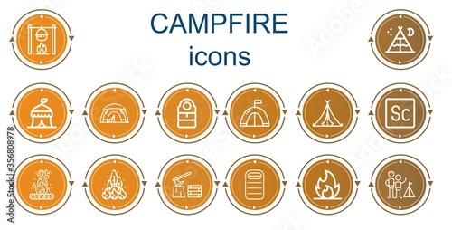 Editable 14 campfire icons for web and mobile