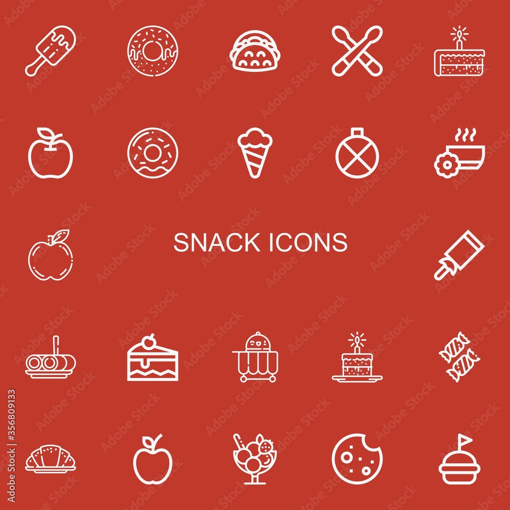 Fototapeta premium Editable 22 snack icons for web and mobile