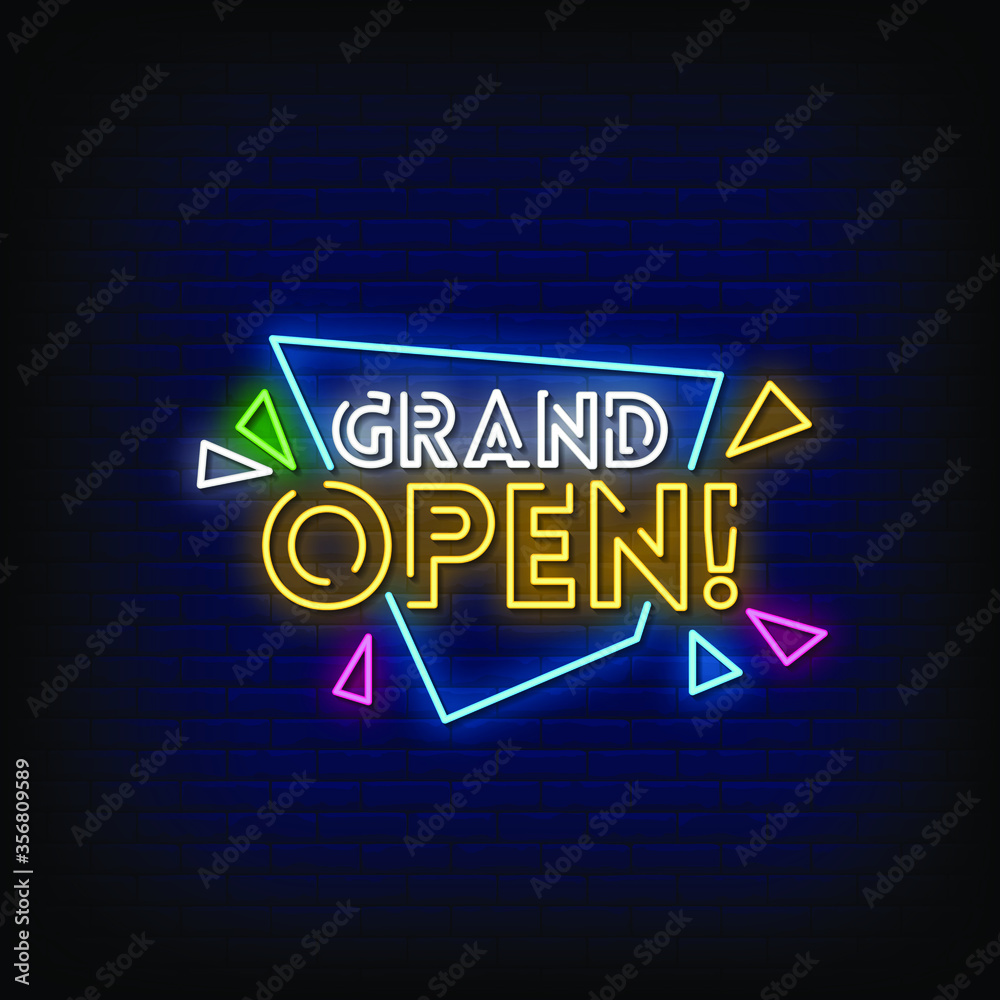 Grand open Neon Signs Style Text vector