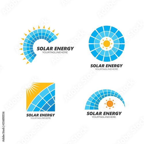 solar panel logo vector icon of natural energy