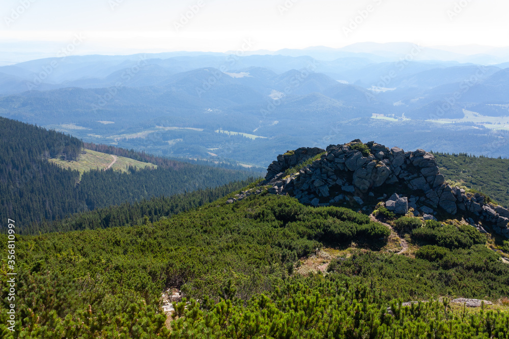 View of the chain of mountains from Kráľova hoľa [mount], Slovakia. August 8 2016.