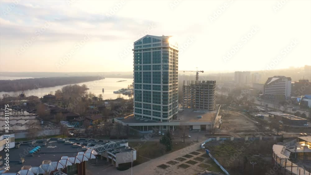 evening Dnipro city aerial view at the time of beautiful sunset
evening Dnipro city aerial view at the time of beautiful sunset