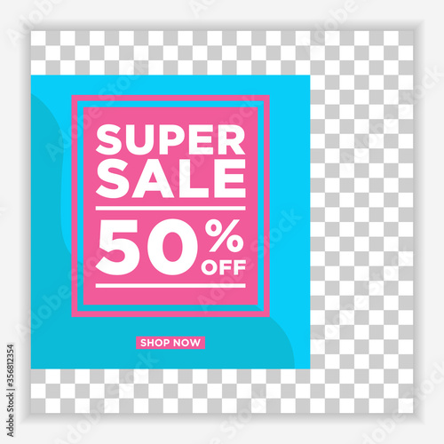 Modern and Unique Social Media Banner Template for Promotion and Digital Marketing. Promotional Square Web Banner for Social Media. Elegant and Simple Discount Promo Ads