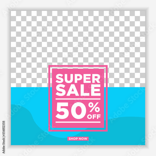Modern and Unique Social Media Banner Template for Promotion and Digital Marketing. Promotional Square Web Banner for Social Media. Elegant and Simple Discount Promo Ads