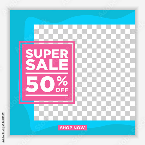 Modern and Unique Social Media Banner Template for Promotion and Digital Marketing. Promotional Square Web Banner for Social Media. Elegant and Simple Discount Promo Ads