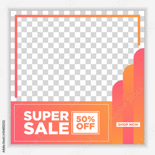 Modern and Unique Social Media Banner Template for Promotion and Digital Marketing. Promotional Square Web Banner for Social Media. Elegant and Simple Discount Promo Ads