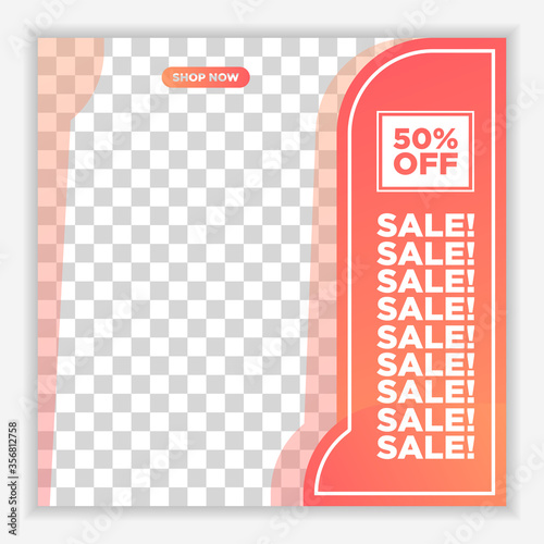Modern and Unique Social Media Banner Template for Promotion and Digital Marketing. Promotional Square Web Banner for Social Media. Elegant and Simple Discount Promo Ads
