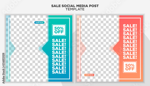 Modern and Unique Social Media Banner Template for Promotion and Digital Marketing. Promotional Square Web Banner for Social Media. Elegant and Simple Discount Promo Ads