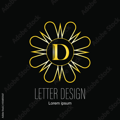 abstract letter D floral logo design