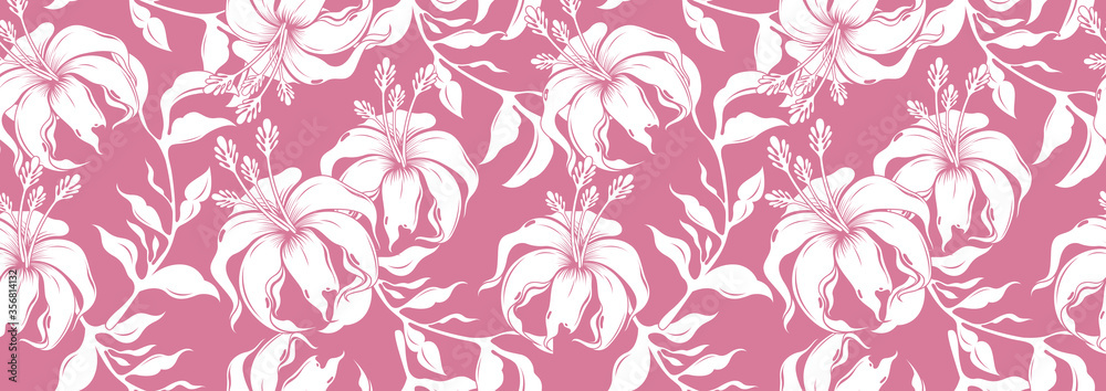 hibiscus hawaii seamless pattern, fashion background.