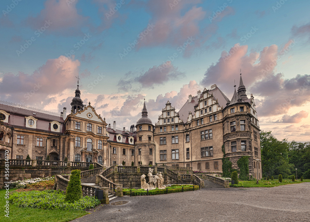 Castle in Moszna, near Opole, Silesia, Poland