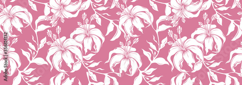 hibiscus hawaii seamless pattern, fashion background.