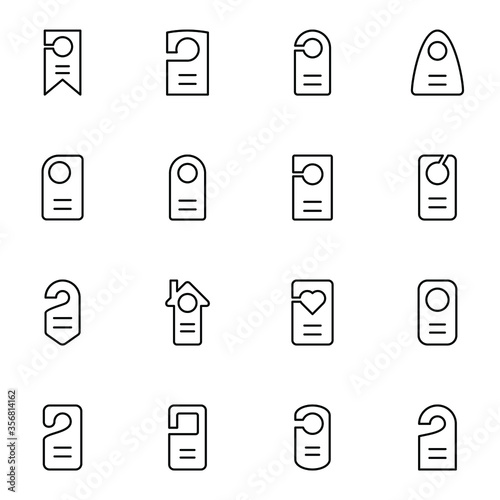 Door hanger icon set. Simple hotel door hanger outline icon sign concept. vector illustration. 