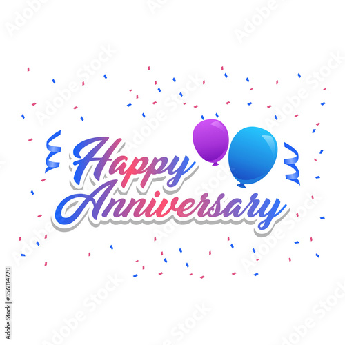 Happy anniversary with balloon,confetti vector template