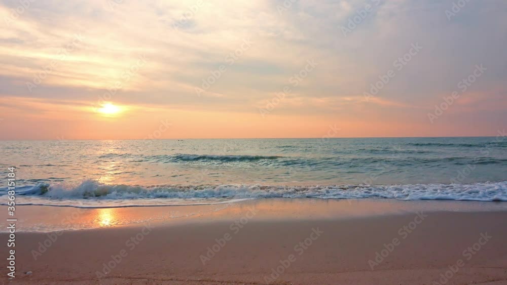 Beautiful tropical beach and sea landscape at sunrise time
