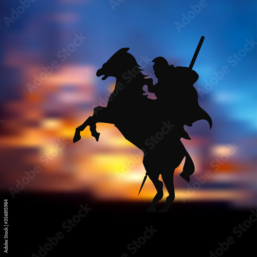 A Mounted Warrior Under The Sunset  photo