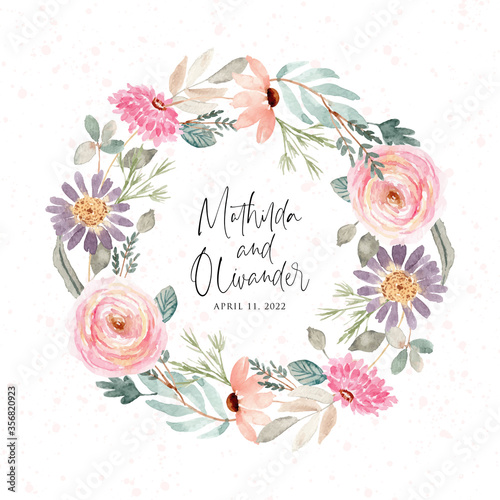 beautiful soft watercolor floral wreath