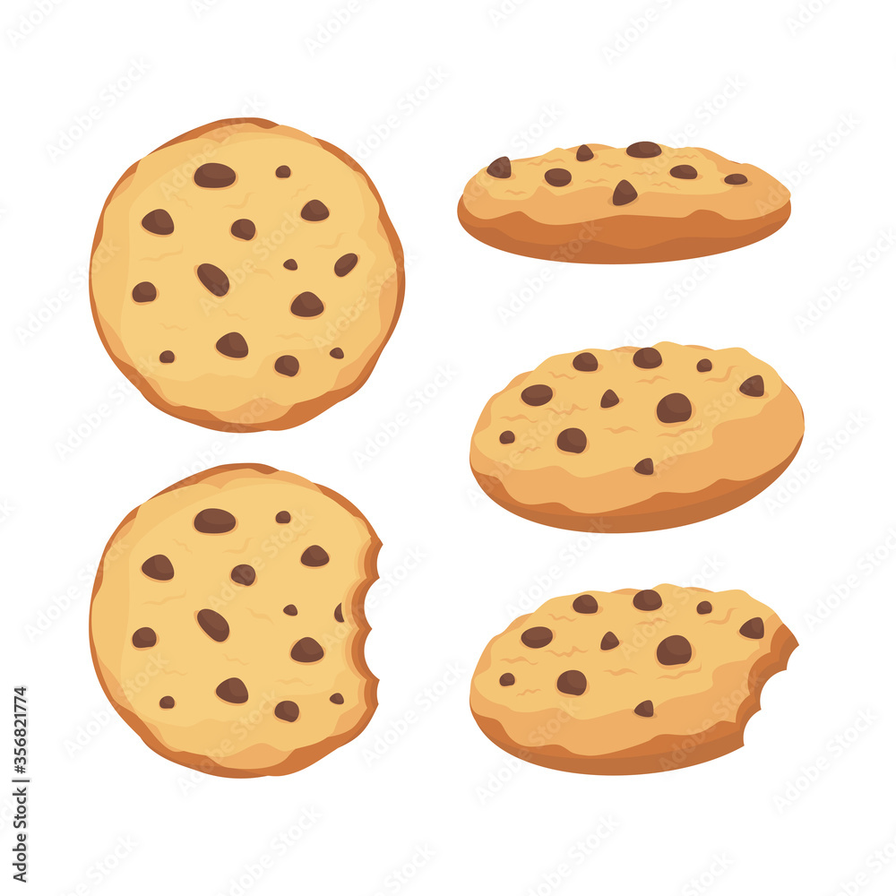 Chocolate chips cookies vector pack illustration Chocolate chips cookies vector pack illustration