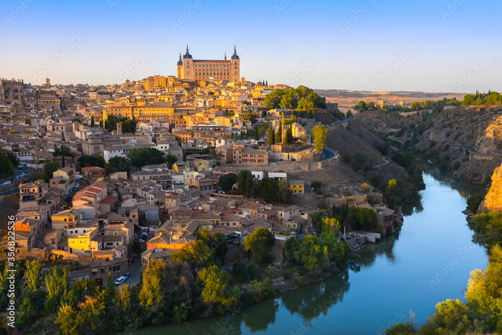 Beautiful sunset in Toledo city from Mirador del Valle viewpoint - Toledo, Spain