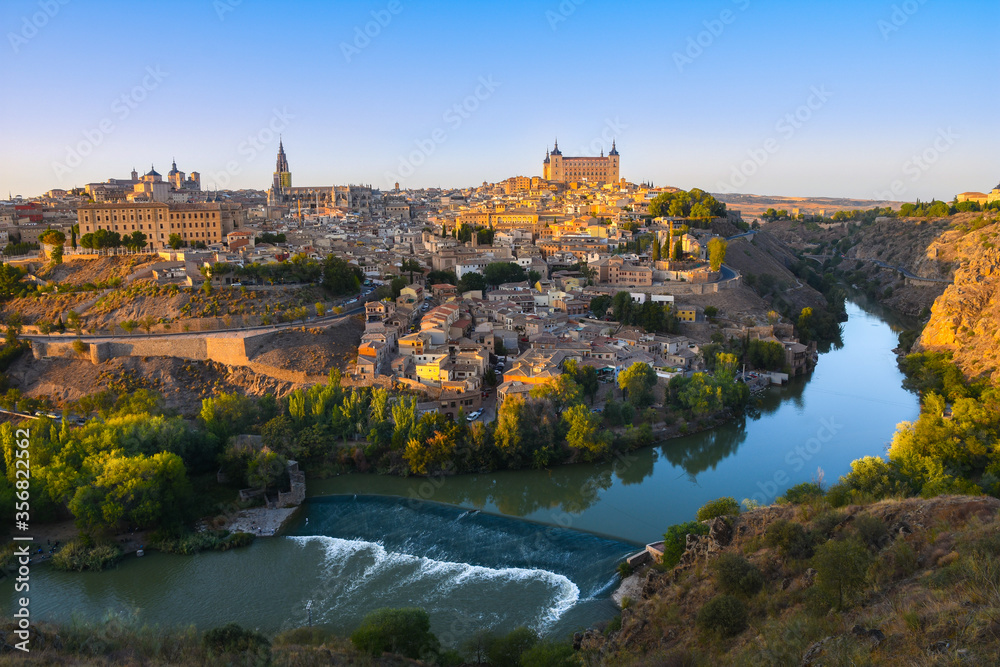 Beautiful sunset in Toledo city from Mirador del Valle viewpoint - Toledo, Spain