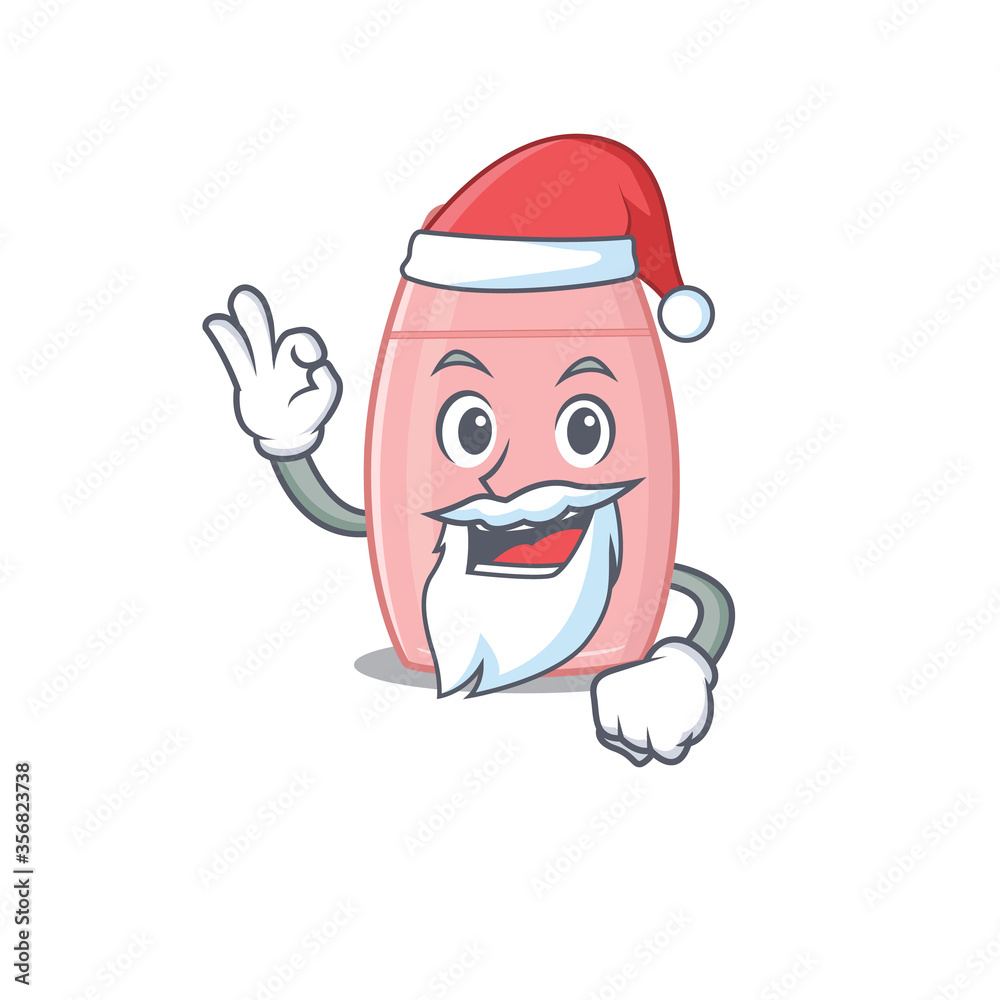 cartoon character of baby cream Santa having cute ok finger cartoon character of baby cream Santa having cute ok finger
