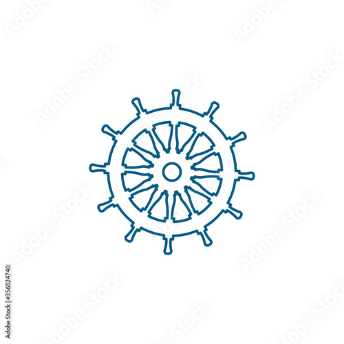 Helm Line Blue Icon On White Background. Blue Flat Style Vector Illustration
