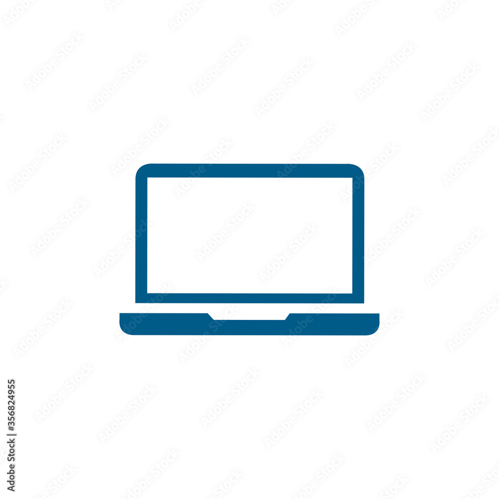 Laptop Blue Icon On White Background. Blue Flat Style Vector Illustration Laptop Blue Icon On White Background. Blue Flat Style Vector Illustration