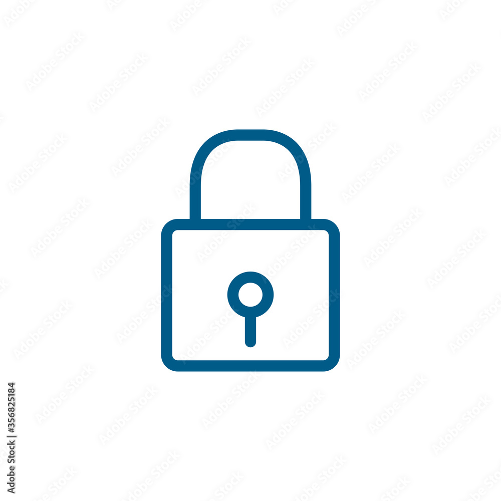 Lock Line Blue Icon On White Background. Blue Flat Style Vector Illustration Lock Line Blue Icon On White Background. Blue Flat Style Vector Illustration