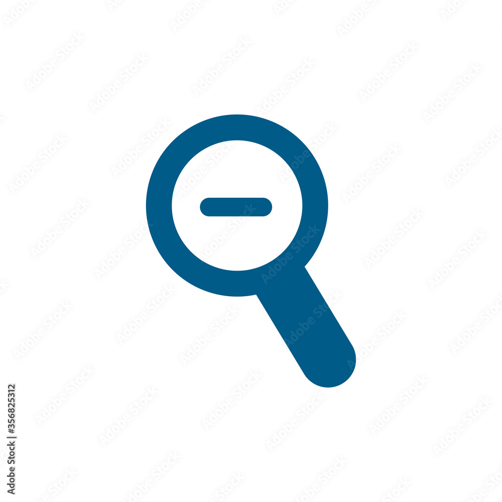 Magnifying Glass Minus Blue Icon On White Background. Blue Flat Style Vector Illustration Magnifying Glass Minus Blue Icon On White Background. Blue Flat Style Vector Illustration