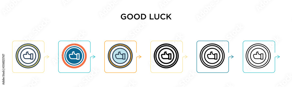 Good luck vector icon in 6 different modern styles. Black, two colored good luck icons designed in filled, outline, line and stroke style. Vector illustration can be used for web, mobile, ui Good luck vector icon in 6 different modern styles. Black, two colored good luck icons designed in filled, outline, line and stroke style. Vector illustration can be used for web, mobile, ui