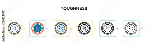 Toughness vector icon in 6 different modern styles. Black, two colored toughness icons designed in filled, outline, line and stroke style. Vector illustration can be used for web, mobile, ui