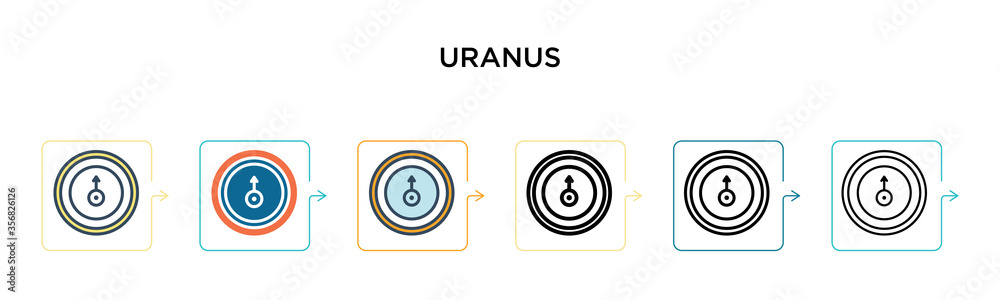 Uranus vector icon in 6 different modern styles. Black, two colored uranus icons designed in filled, outline, line and stroke style. Vector illustration can be used for web, mobile, ui Uranus vector icon in 6 different modern styles. Black, two colored uranus icons designed in filled, outline, line and stroke style. Vector illustration can be used for web, mobile, ui