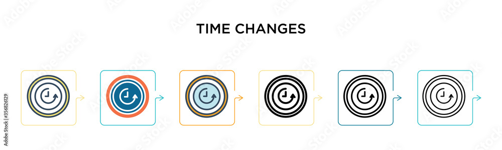 Time changes vector icon in 6 different modern styles. Black, two ...