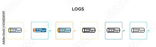 Logs vector icon in 6 different modern styles. Black, two colored logs icons designed in filled, outline, line and stroke style. Vector illustration can be used for web, mobile, ui