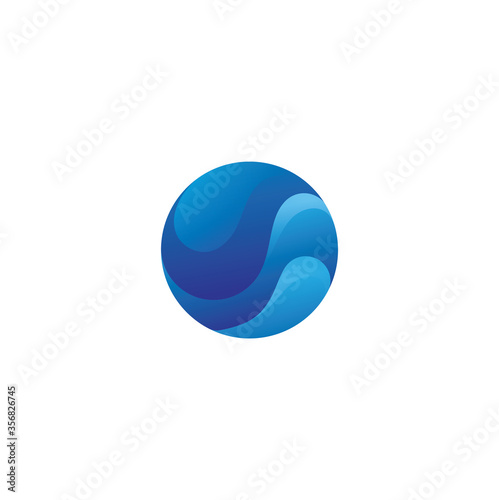 Fototapeta Naklejka Na Ścianę i Meble -  Water or Sea logo icon with 3d style, vector template design element