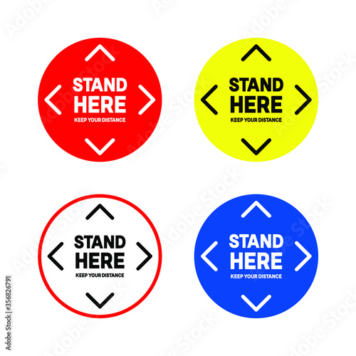 Please Stand Here - Keep Distance - Floor Sticker to protect from Coronavirus COVID-19