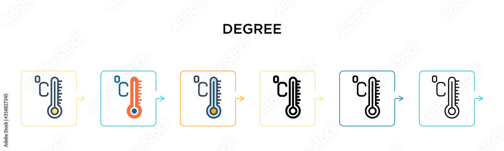 Degree vector icon in 6 different modern styles. Black, two colored degree icons designed in filled, outline, line and stroke style. Vector illustration can be used for web, mobile, ui Degree vector icon in 6 different modern styles. Black, two colored degree icons designed in filled, outline, line and stroke style. Vector illustration can be used for web, mobile, ui